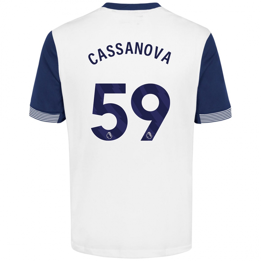 Niño Camiseta Dante Cassanova #59 Blanco Azul 1ª Equipación 2024/25 La Camisa