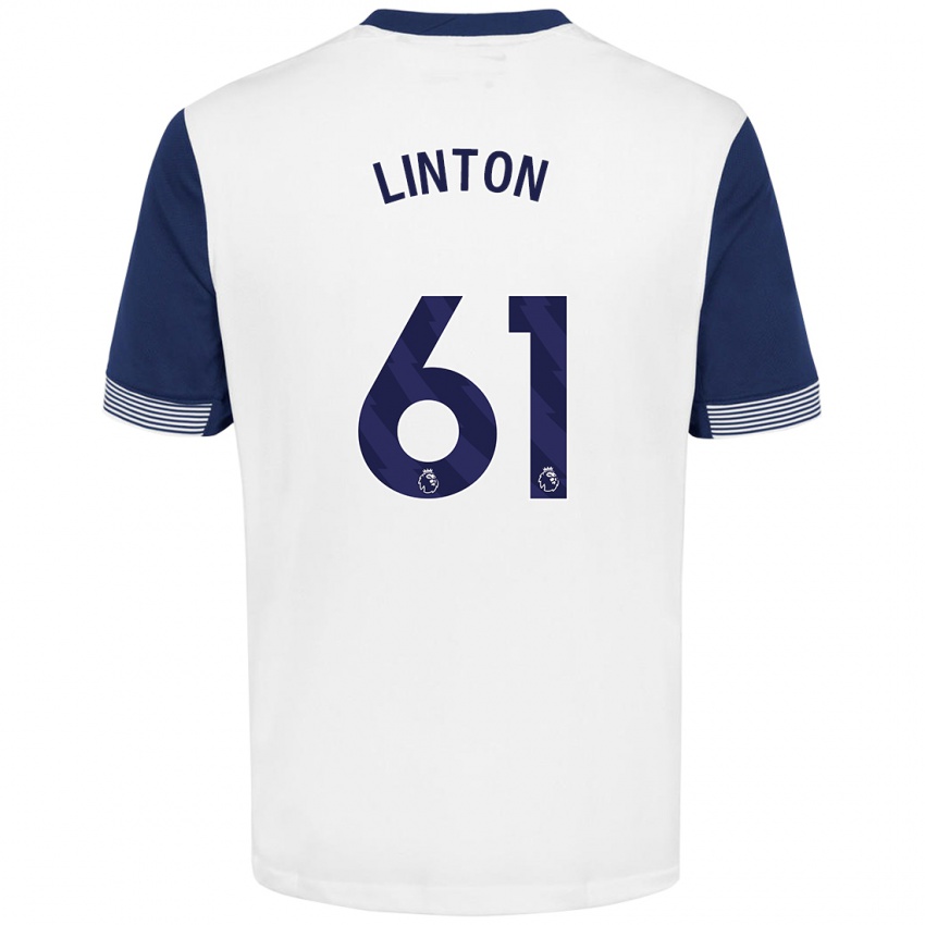 Niño Camiseta Jahziah Linton #61 Blanco Azul 1ª Equipación 2024/25 La Camisa