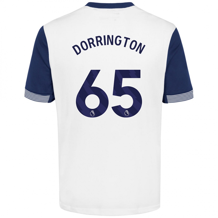 Niño Camiseta Alfie Dorrington #65 Blanco Azul 1ª Equipación 2024/25 La Camisa