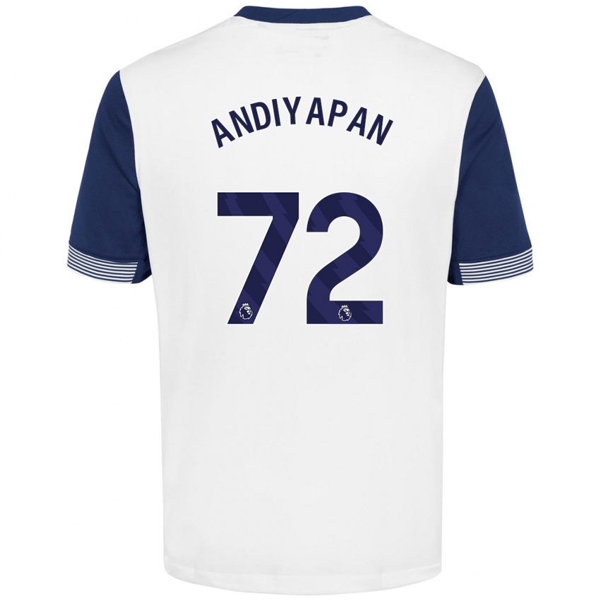 Niño Camiseta William Andiyapan #72 Blanco Azul 1ª Equipación 2024/25 La Camisa