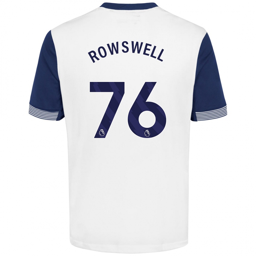 Niño Camiseta James Rowswell #76 Blanco Azul 1ª Equipación 2024/25 La Camisa