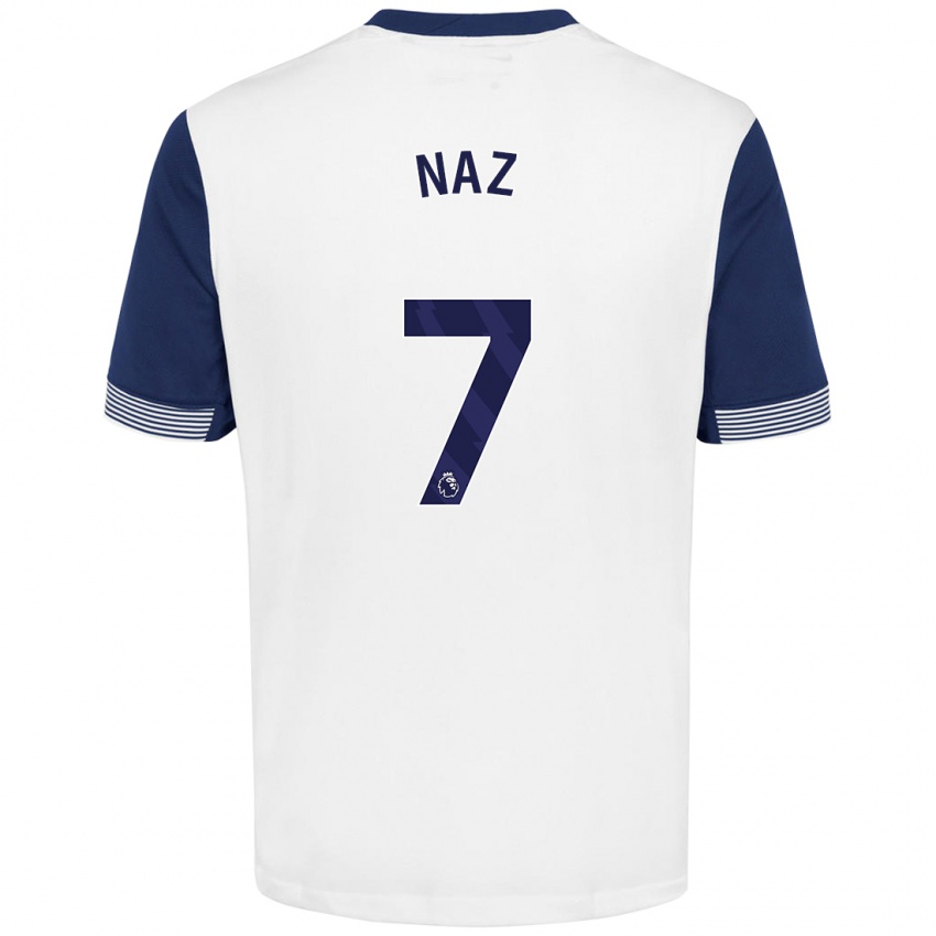 Niño Camiseta Jessica Naz #7 Blanco Azul 1ª Equipación 2024/25 La Camisa