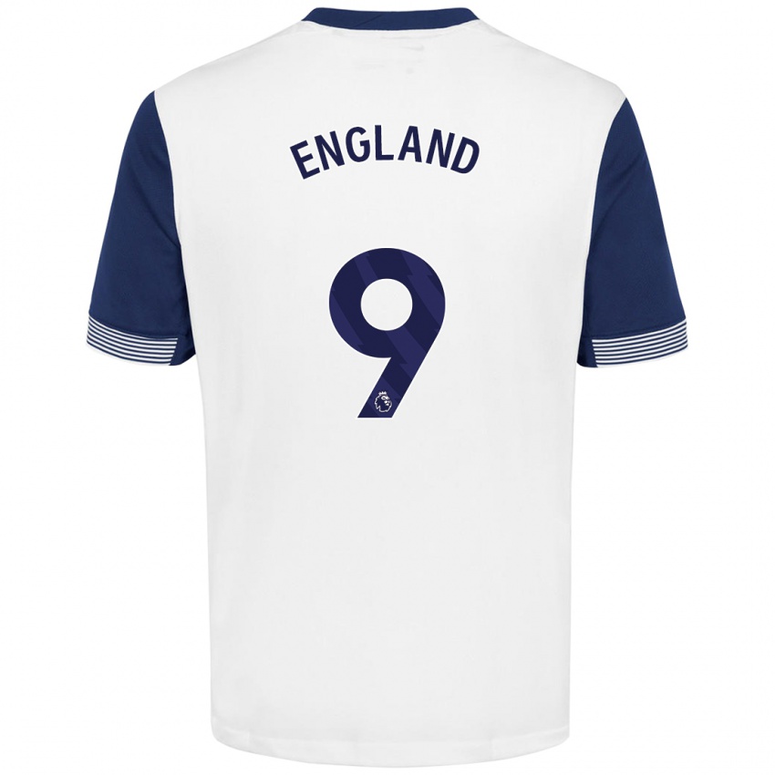 Niño Camiseta Bethany England #9 Blanco Azul 1ª Equipación 2024/25 La Camisa