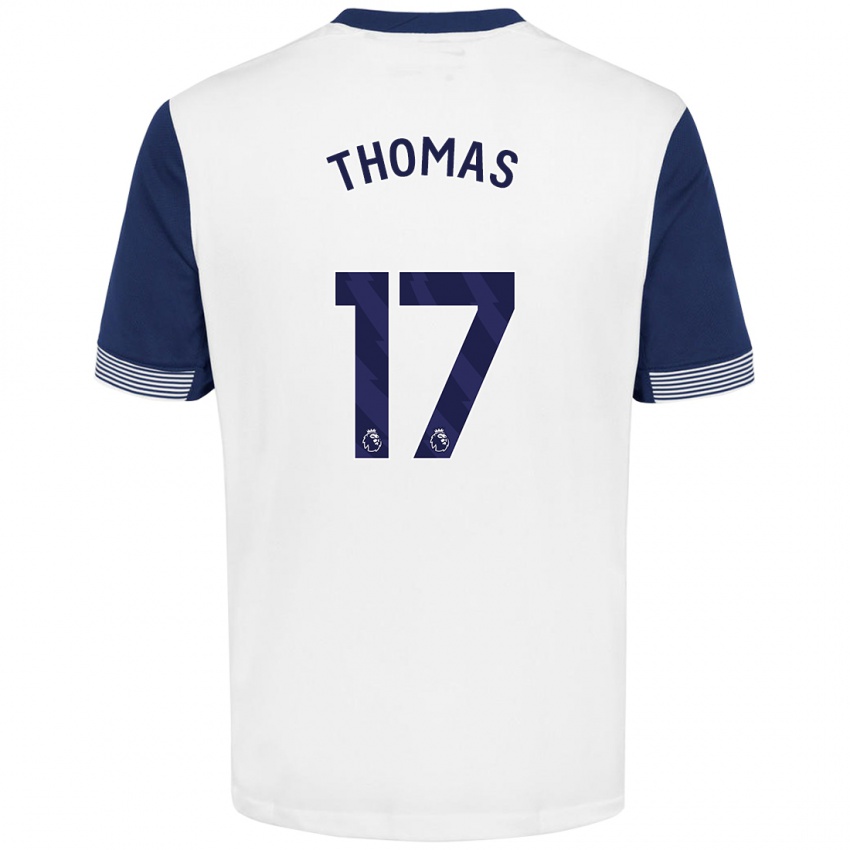 Niño Camiseta Martha Thomas #17 Blanco Azul 1ª Equipación 2024/25 La Camisa