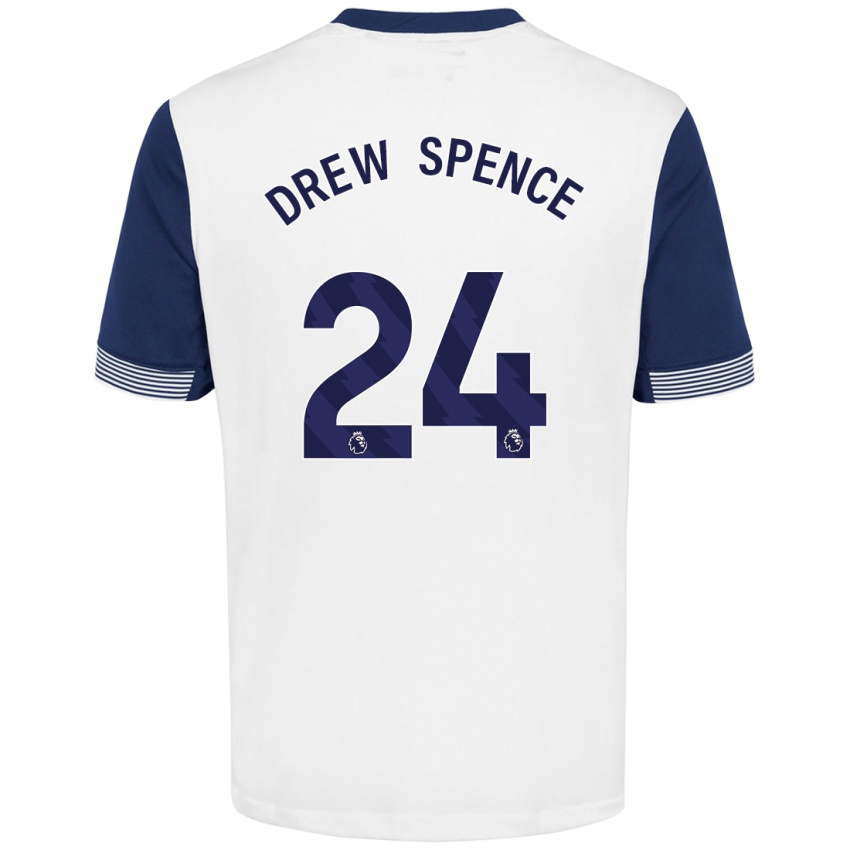 Niño Camiseta Drew Spence #24 Blanco Azul 1ª Equipación 2024/25 La Camisa