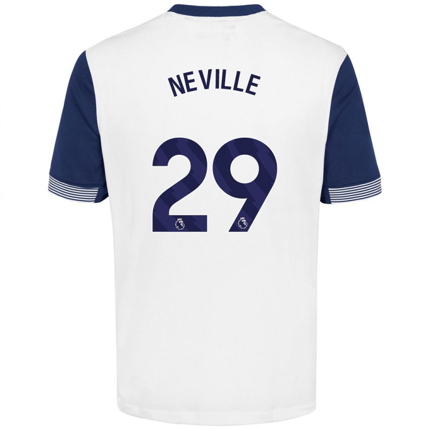 Niño Camiseta Ashleigh Neville #29 Blanco Azul 1ª Equipación 2024/25 La Camisa