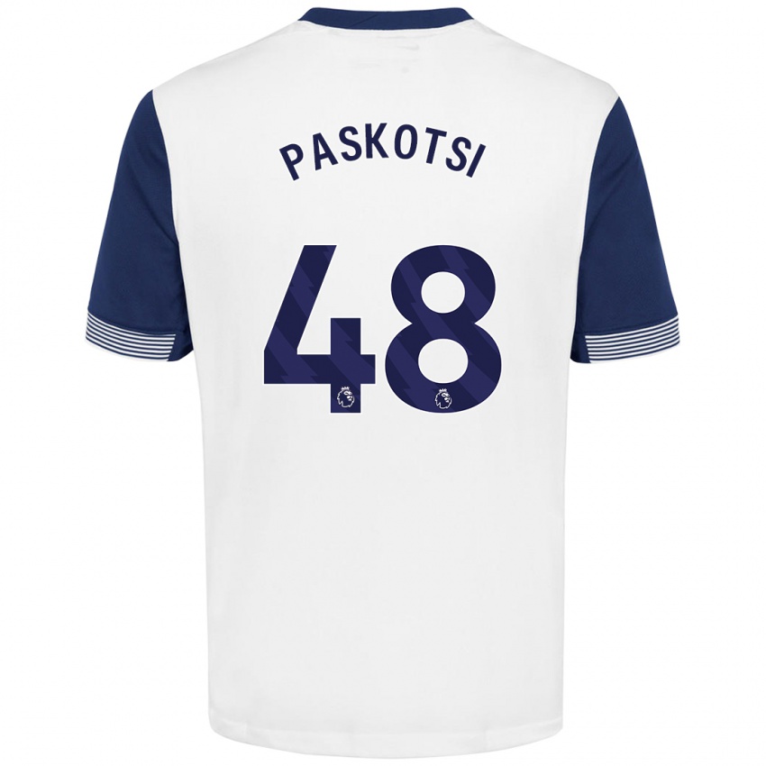 Niño Camiseta Maksim Paskotsi #48 Blanco Azul 1ª Equipación 2024/25 La Camisa