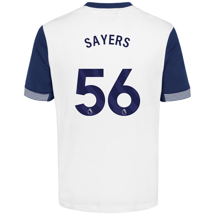 Niño Camiseta Charlie Sayers #56 Blanco Azul 1ª Equipación 2024/25 La Camisa