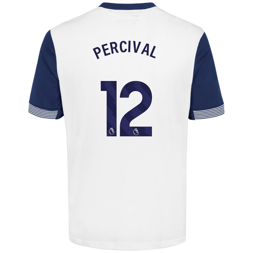 Niño Camiseta Ria Percival #12 Blanco Azul 1ª Equipación 2024/25 La Camisa