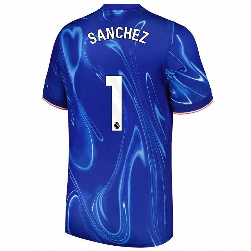 Niño Camiseta Robert Sánchez #1 Azul Blanco 1ª Equipación 2024/25 La Camisa