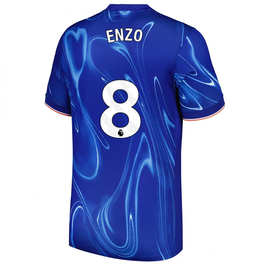 Niño Camiseta Enzo Fernández #8 Azul Blanco 1ª Equipación 2024/25 La Camisa