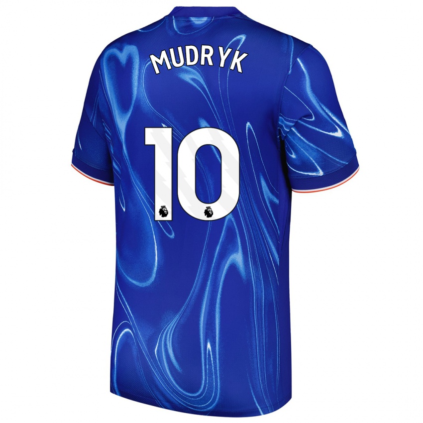 Niño Camiseta Mykhaylo Mudryk #10 Azul Blanco 1ª Equipación 2024/25 La Camisa