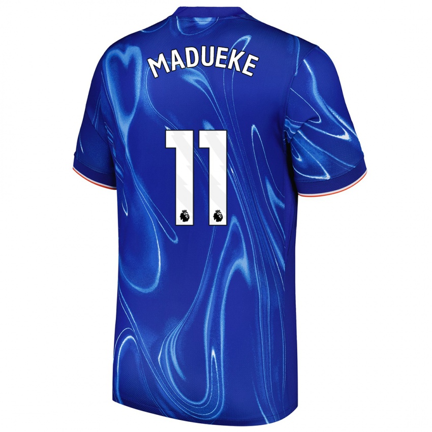 Niño Camiseta Noni Madueke #11 Azul Blanco 1ª Equipación 2024/25 La Camisa