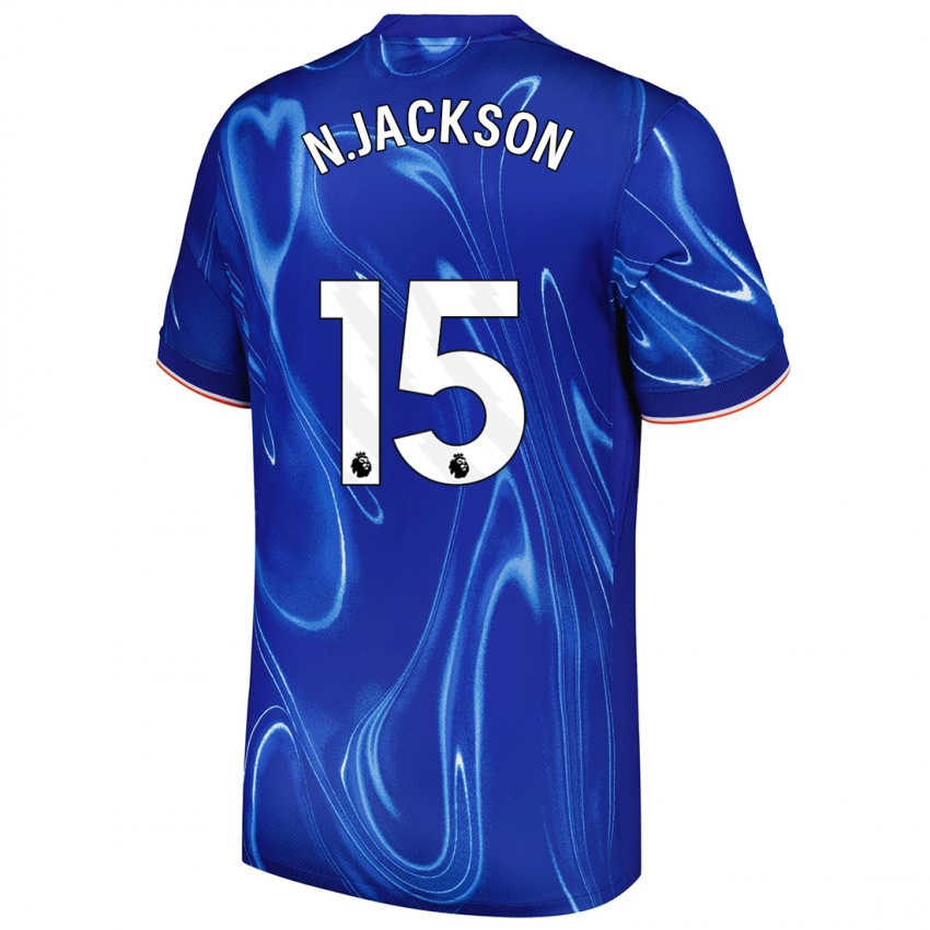 Niño Camiseta Nicolas Jackson #15 Azul Blanco 1ª Equipación 2024/25 La Camisa