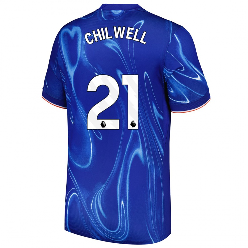 Niño Camiseta Ben Chilwell #21 Azul Blanco 1ª Equipación 2024/25 La Camisa