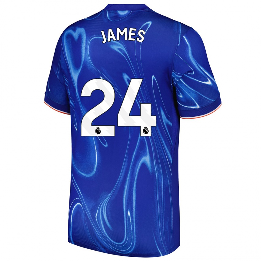 Niño Camiseta Reece James #24 Azul Blanco 1ª Equipación 2024/25 La Camisa