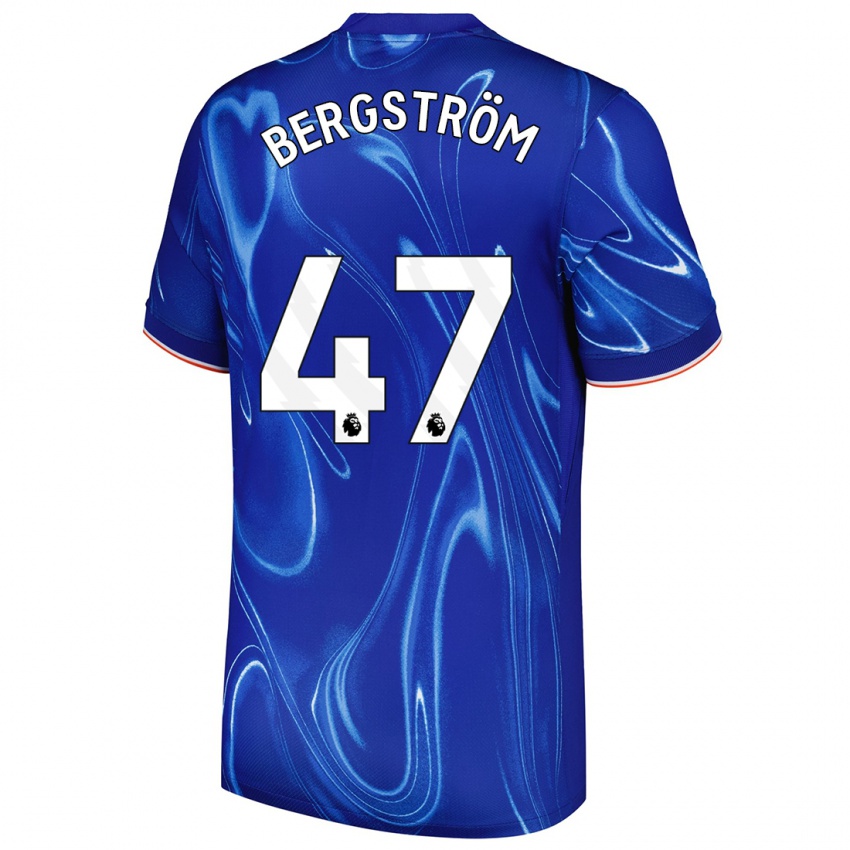 Niño Camiseta Lucas Bergström #47 Azul Blanco 1ª Equipación 2024/25 La Camisa