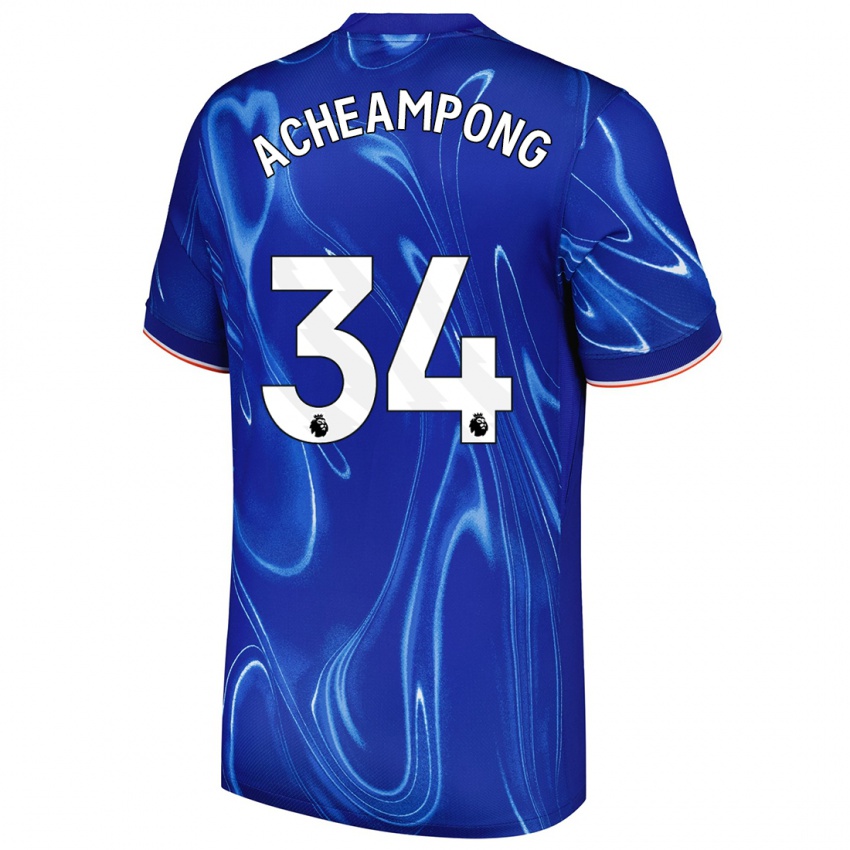 Niño Camiseta Josh Acheampong #34 Azul Blanco 1ª Equipación 2024/25 La Camisa