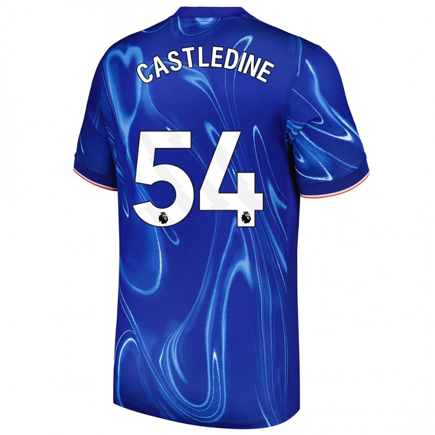 Niño Camiseta Leo Castledine #54 Azul Blanco 1ª Equipación 2024/25 La Camisa