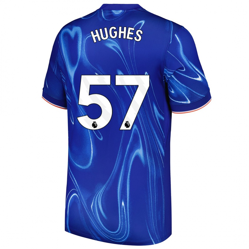 Niño Camiseta Brodi Hughes #57 Azul Blanco 1ª Equipación 2024/25 La Camisa