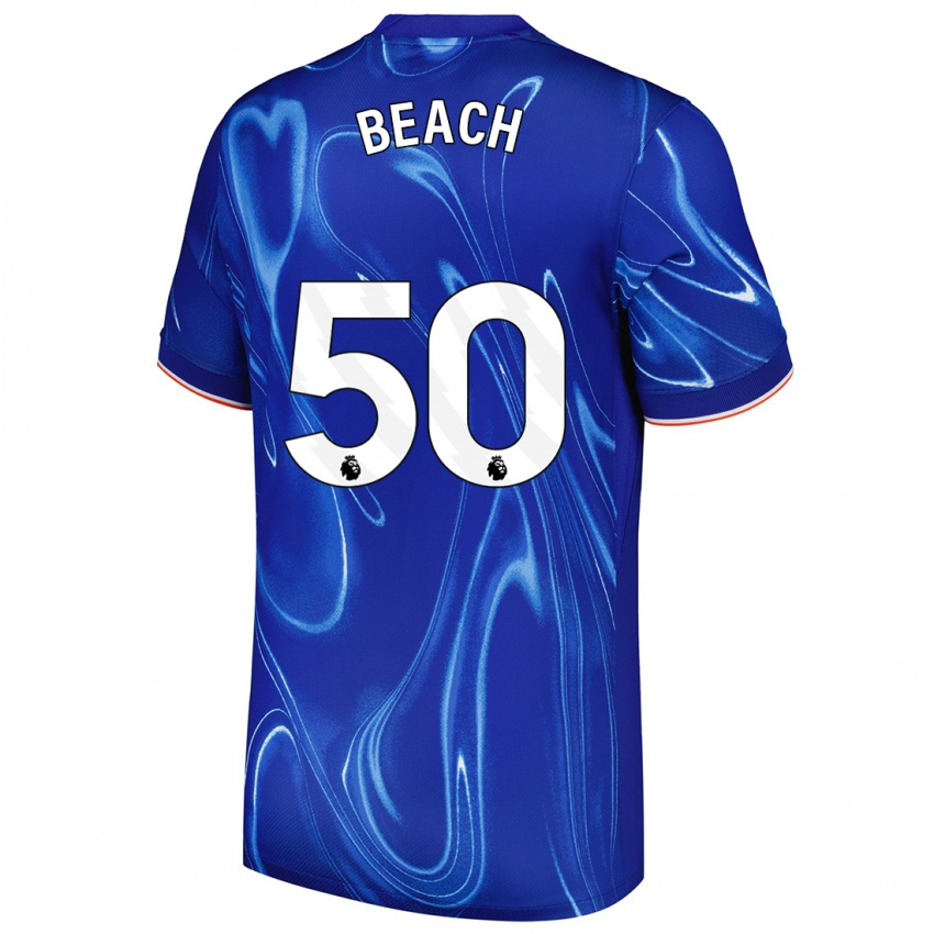 Niño Camiseta Eddie Beach #50 Azul Blanco 1ª Equipación 2024/25 La Camisa