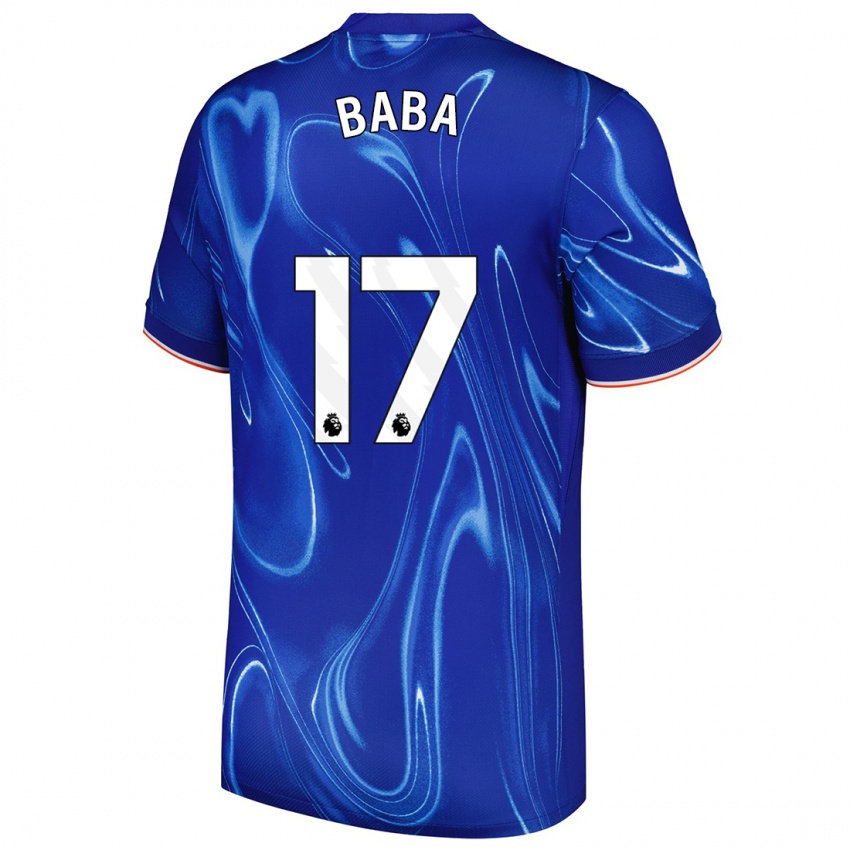 Niño Camiseta Abdul-Rahman Baba #17 Azul Blanco 1ª Equipación 2024/25 La Camisa