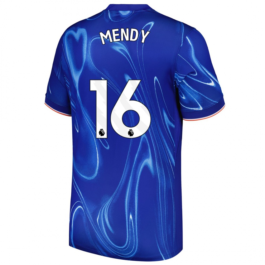 Niño Camiseta Edouard Mendy #16 Azul Blanco 1ª Equipación 2024/25 La Camisa