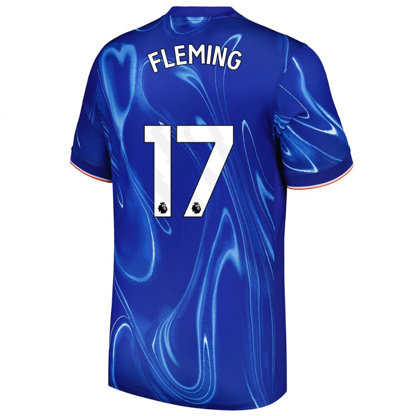 Niño Camiseta Jessie Fleming #17 Azul Blanco 1ª Equipación 2024/25 La Camisa