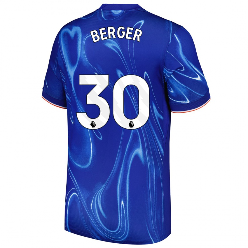 Niño Camiseta Ann-Katrin Berger #30 Azul Blanco 1ª Equipación 2024/25 La Camisa