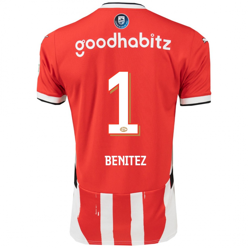 Niño Camiseta Walter Benítez #1 Rojo Blanco 1ª Equipación 2024/25 La Camisa