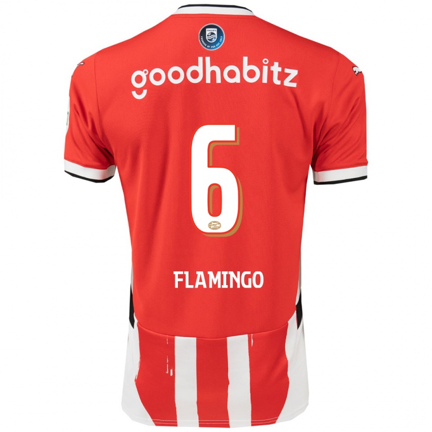 Niño Camiseta Ryan Flamingo #6 Rojo Blanco 1ª Equipación 2024/25 La Camisa