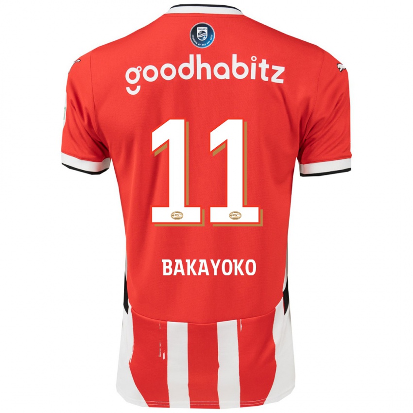 Niño Camiseta Johan Bakayoko #11 Rojo Blanco 1ª Equipación 2024/25 La Camisa