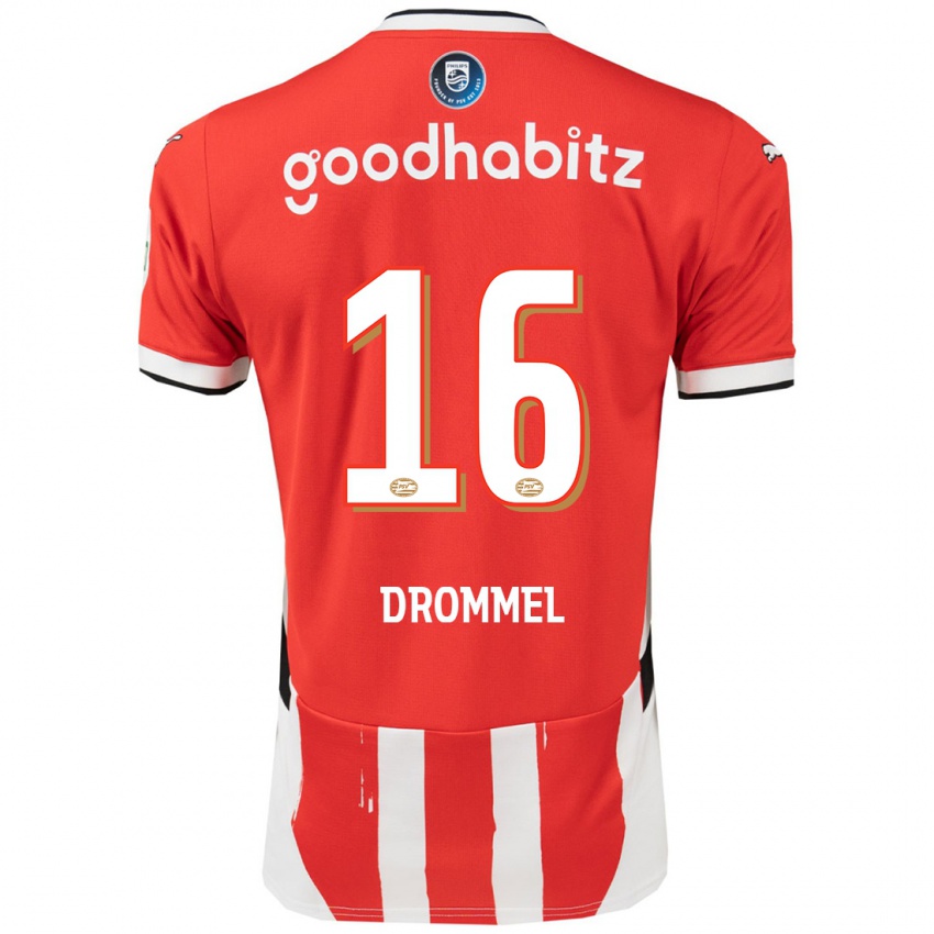 Niño Camiseta Joel Drommel #16 Rojo Blanco 1ª Equipación 2024/25 La Camisa