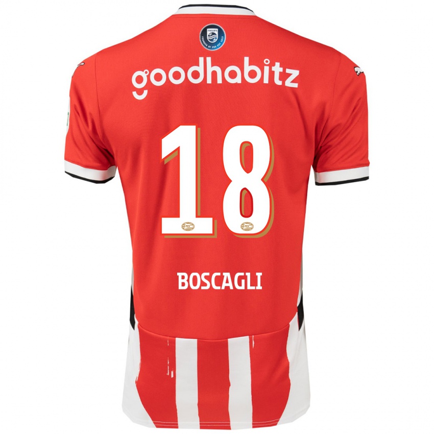 Niño Camiseta Olivier Boscagli #18 Rojo Blanco 1ª Equipación 2024/25 La Camisa