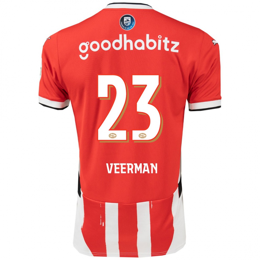 Niño Camiseta Joey Veerman #23 Rojo Blanco 1ª Equipación 2024/25 La Camisa