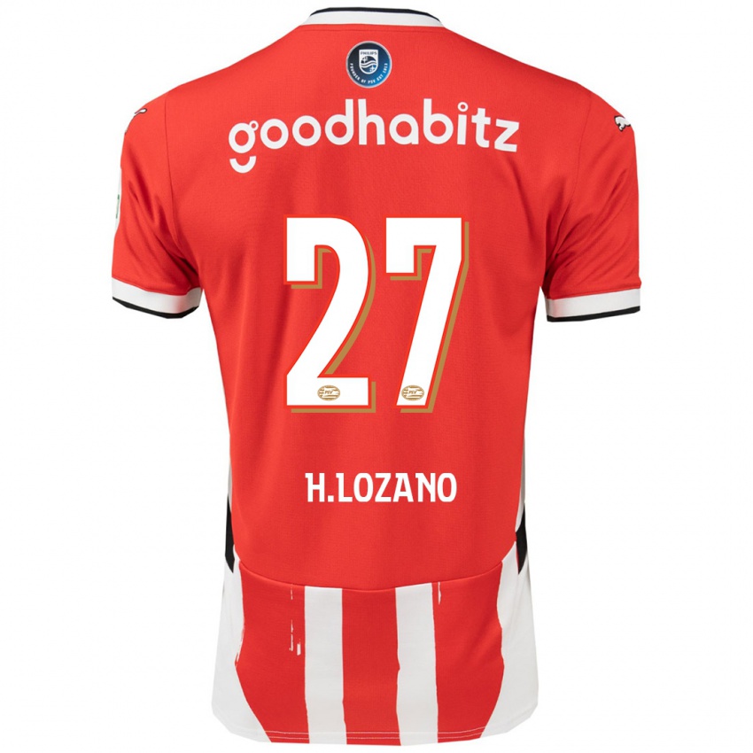 Niño Camiseta Hirving Lozano #27 Rojo Blanco 1ª Equipación 2024/25 La Camisa