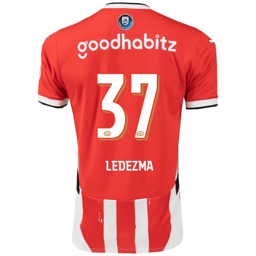 Niño Camiseta Richard Ledezma #37 Rojo Blanco 1ª Equipación 2024/25 La Camisa