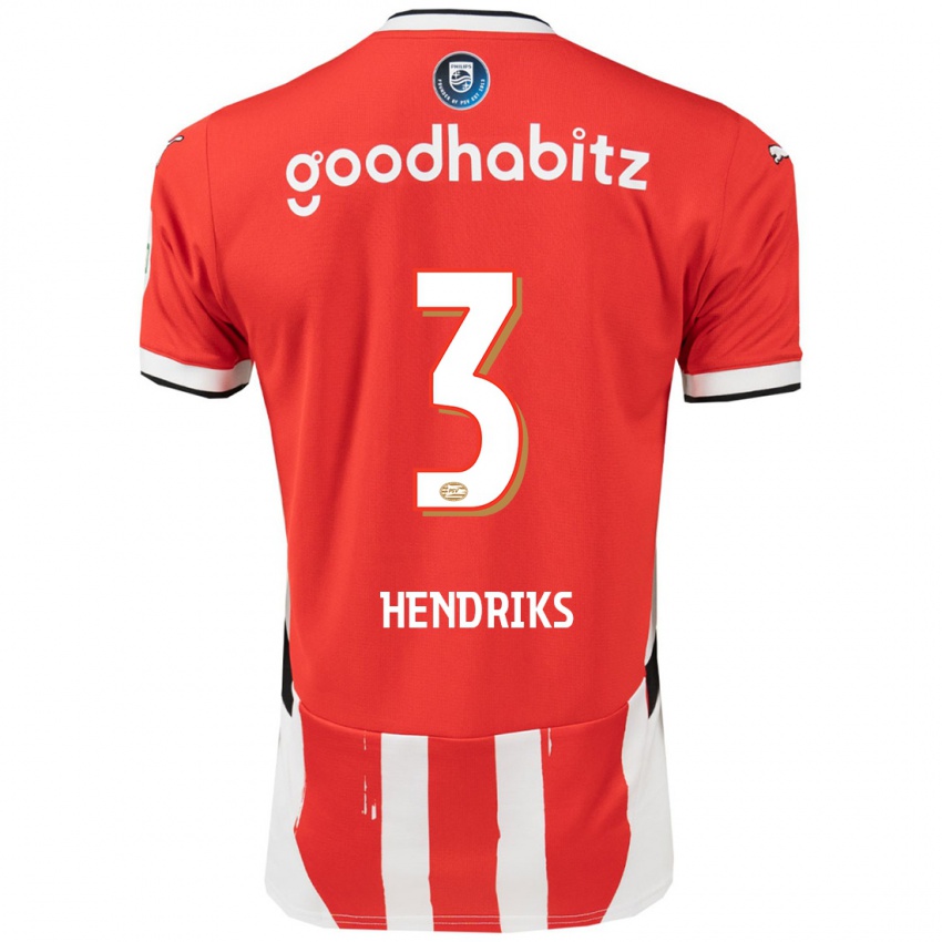 Niño Camiseta Gwyneth Hendriks #3 Rojo Blanco 1ª Equipación 2024/25 La Camisa