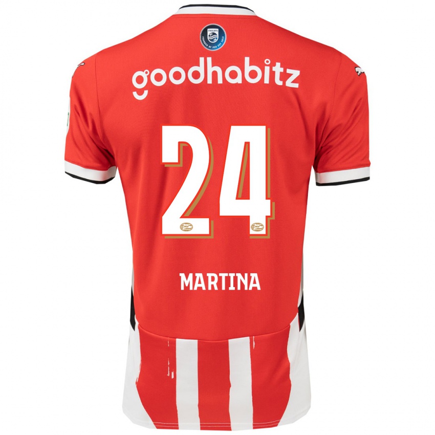 Niño Camiseta Shijona Martina #24 Rojo Blanco 1ª Equipación 2024/25 La Camisa