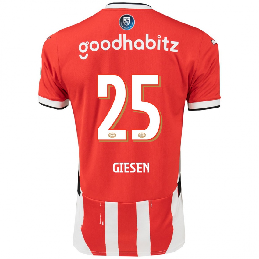 Niño Camiseta Suzanne Giesen #25 Rojo Blanco 1ª Equipación 2024/25 La Camisa