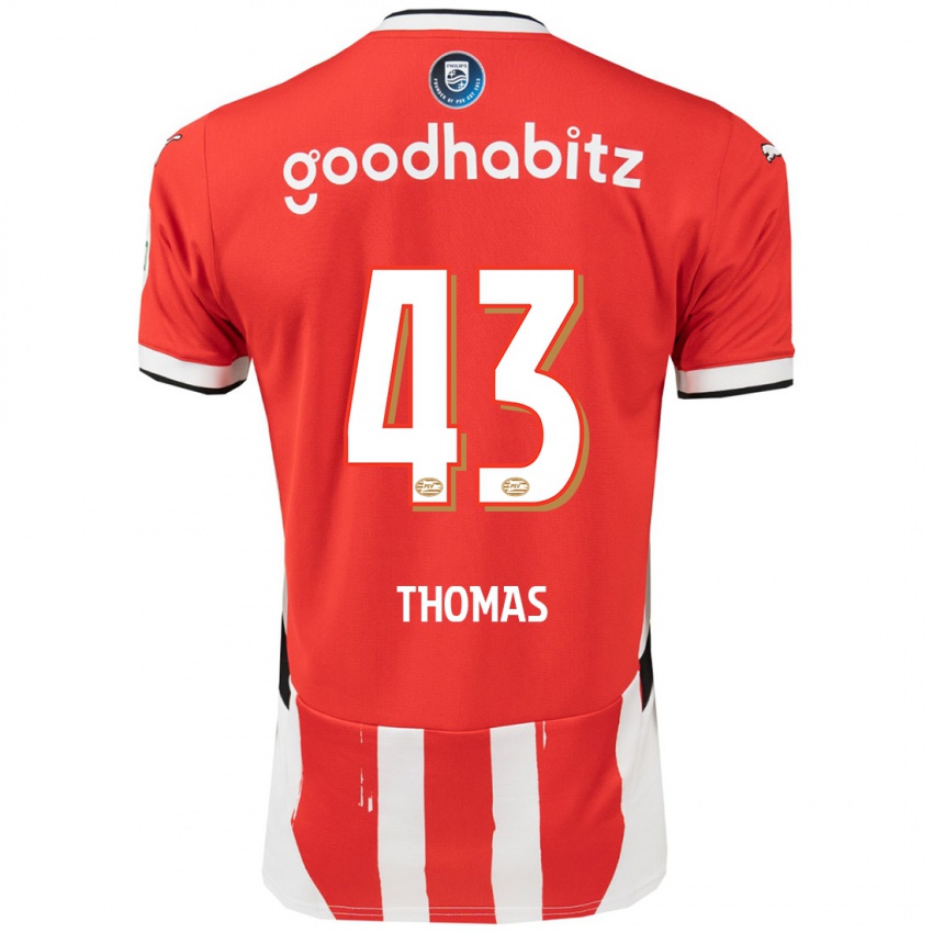 Niño Camiseta Kealyn Thomas #43 Rojo Blanco 1ª Equipación 2024/25 La Camisa