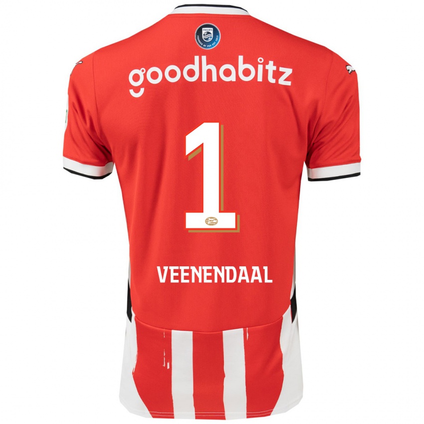 Niño Camiseta Sari Van Veenendaal #1 Rojo Blanco 1ª Equipación 2024/25 La Camisa