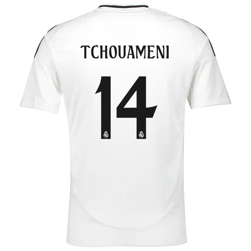 Niño Camiseta Aurelien Tchouameni #14 Blanco 1ª Equipación 2024/25 La Camisa