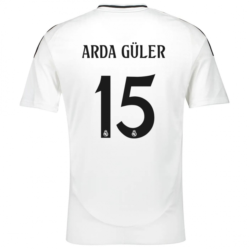 Niño Camiseta Arda Güler #15 Blanco 1ª Equipación 2024/25 La Camisa