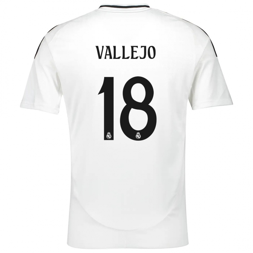 Niño Camiseta Jesus Vallejo #18 Blanco 1ª Equipación 2024/25 La Camisa