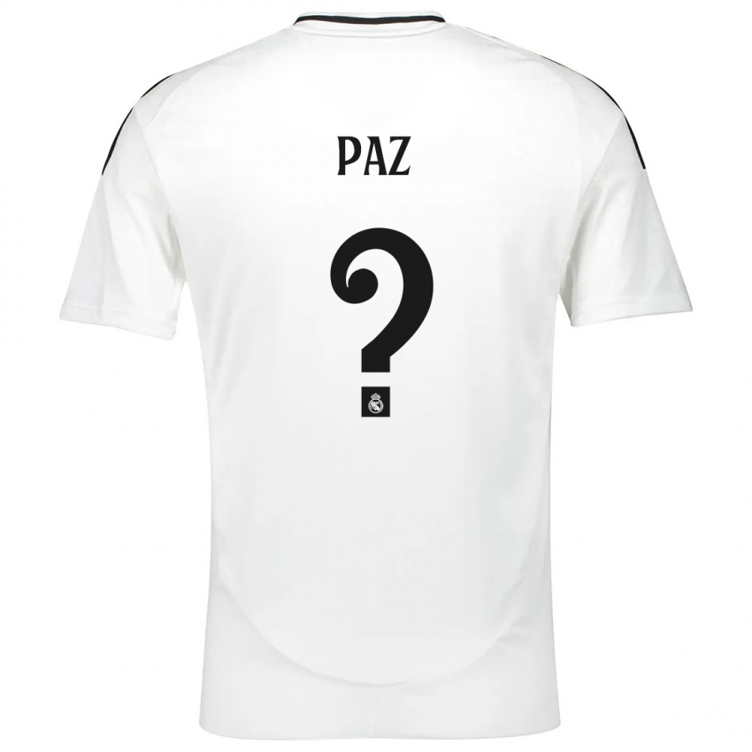 Niño Camiseta Nico Paz #0 Blanco 1ª Equipación 2024/25 La Camisa