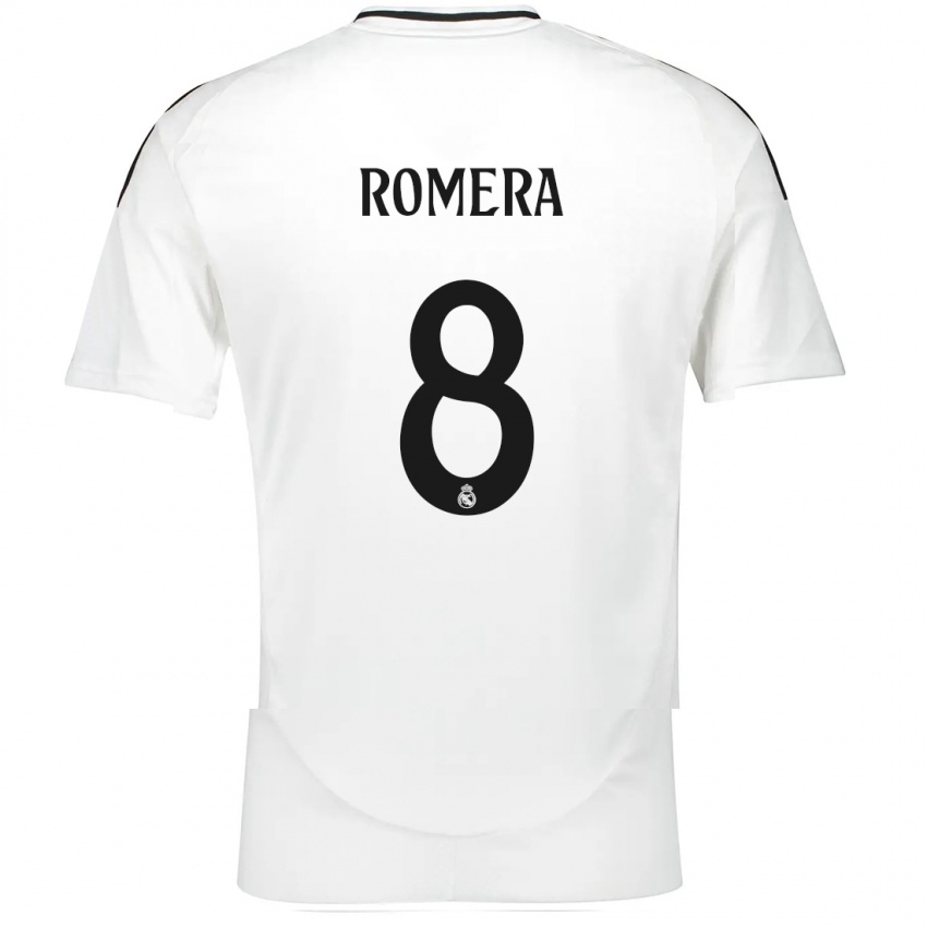 Niño Camiseta Miguel Romera #8 Blanco 1ª Equipación 2024/25 La Camisa