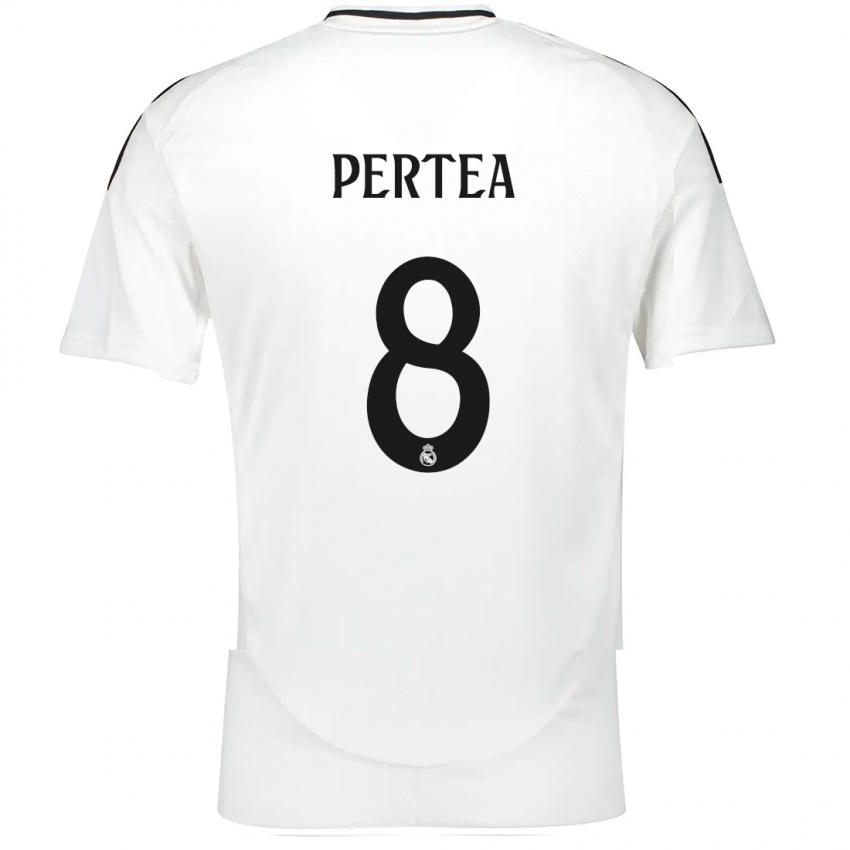 Niño Camiseta Raul Pertea #8 Blanco 1ª Equipación 2024/25 La Camisa