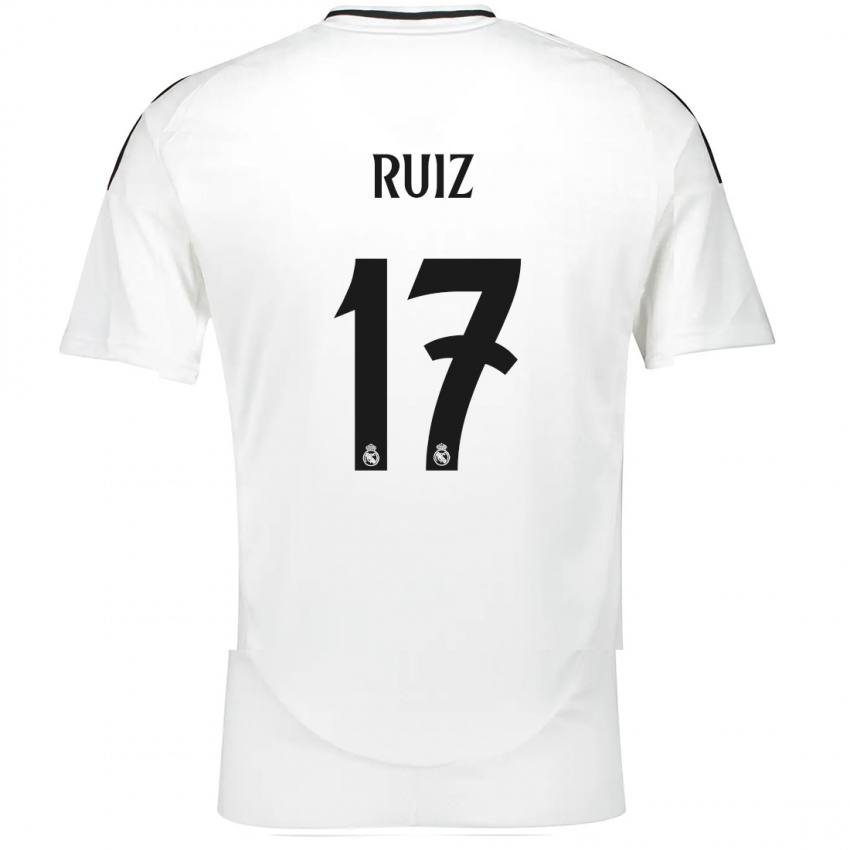 Niño Camiseta David Ruiz #17 Blanco 1ª Equipación 2024/25 La Camisa