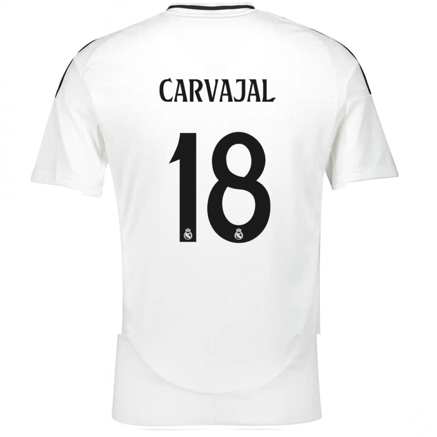 Niño Camiseta Angel Carvajal #18 Blanco 1ª Equipación 2024/25 La Camisa